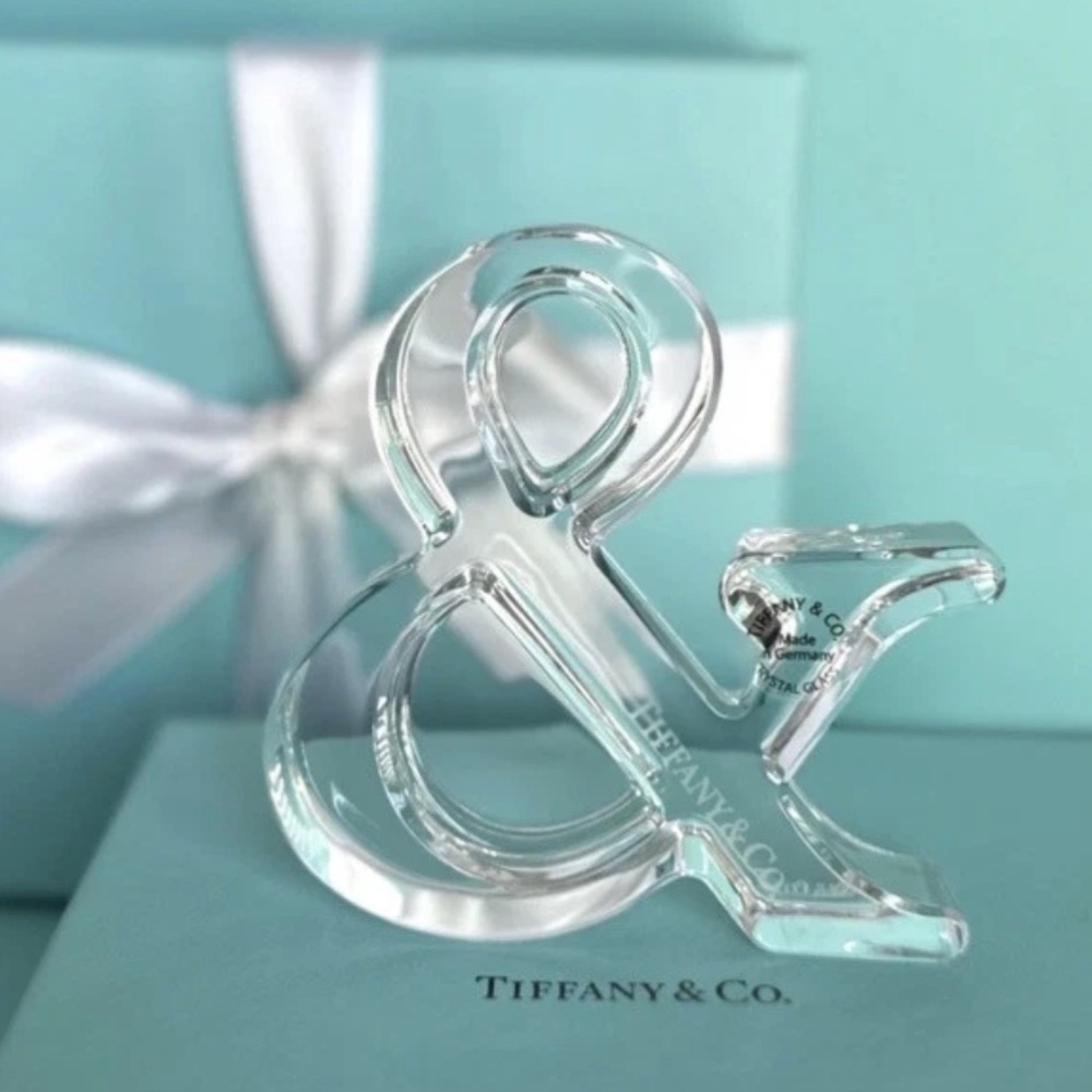 Tiffany & Co. Crystal Glass Ampersand Accent Paperweight